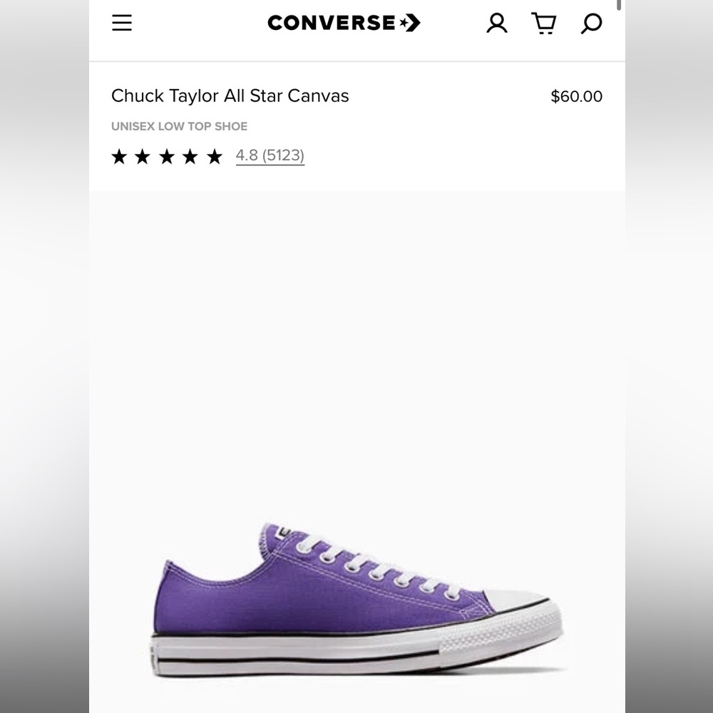 Purple Violet low top converse women’s size 10